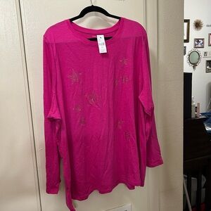 NWT 26/28W Lane Bryant Star Studded Long Sleeve Top